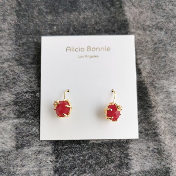 Alicia Bonnie Gem Star Gold Raspberry Labradorite Drop Earrings BRAND NEW - Picture 1 of 5